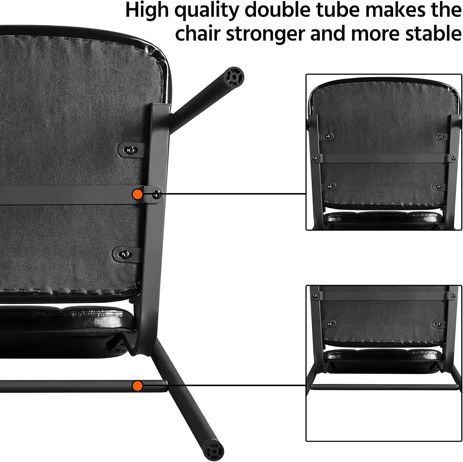 2 PCS Office Guest Chair Mid Back Leather Reception Chairs Living Room Leisure Chairs with Lumbar Support for Waiting/Conference Room, Black