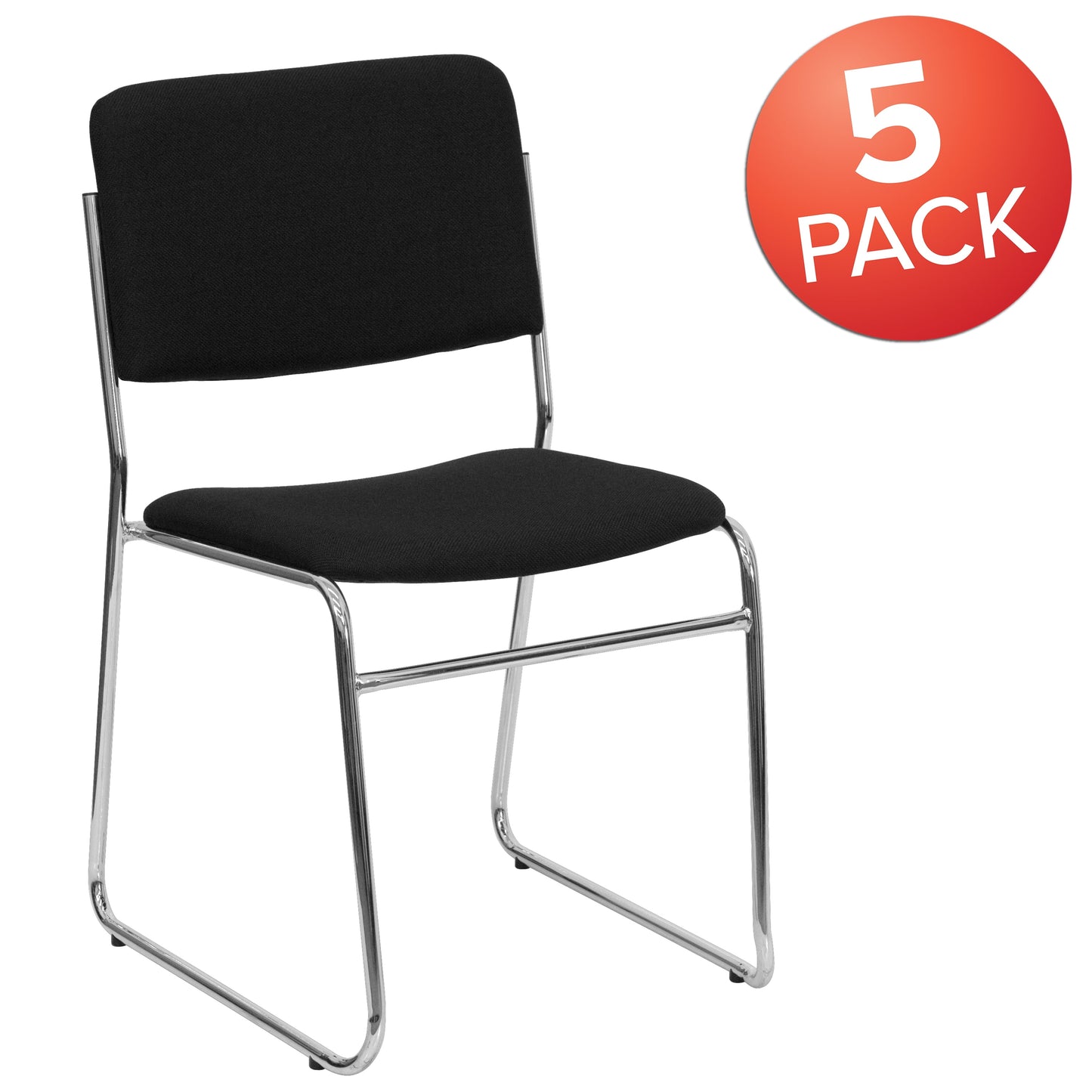 HERCULES Sled Base Stacking Chair, Black, Set of 5