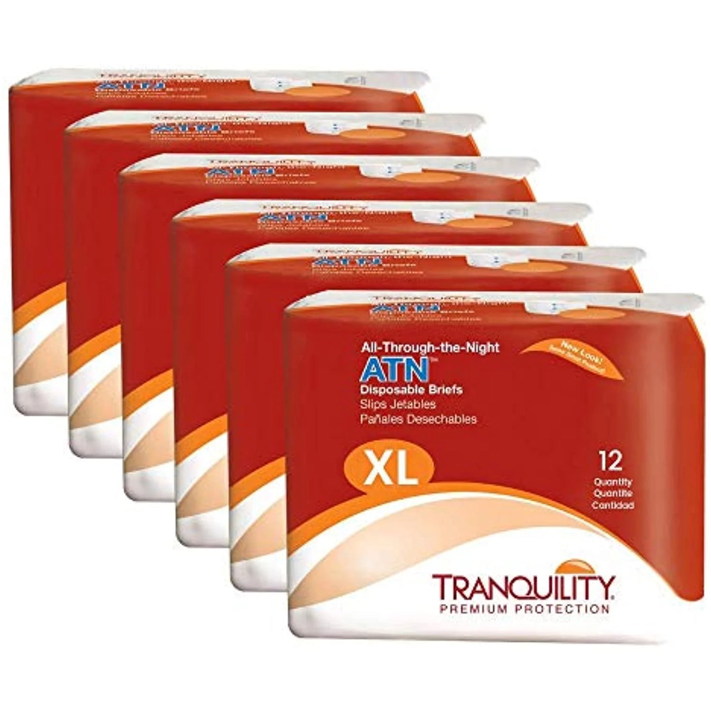 ATN Adult Disposable Briefs with All-Through-The-Night Protection, XS (18"-26") - 100 Ct (Pack of 10) X-Small (100 Count)