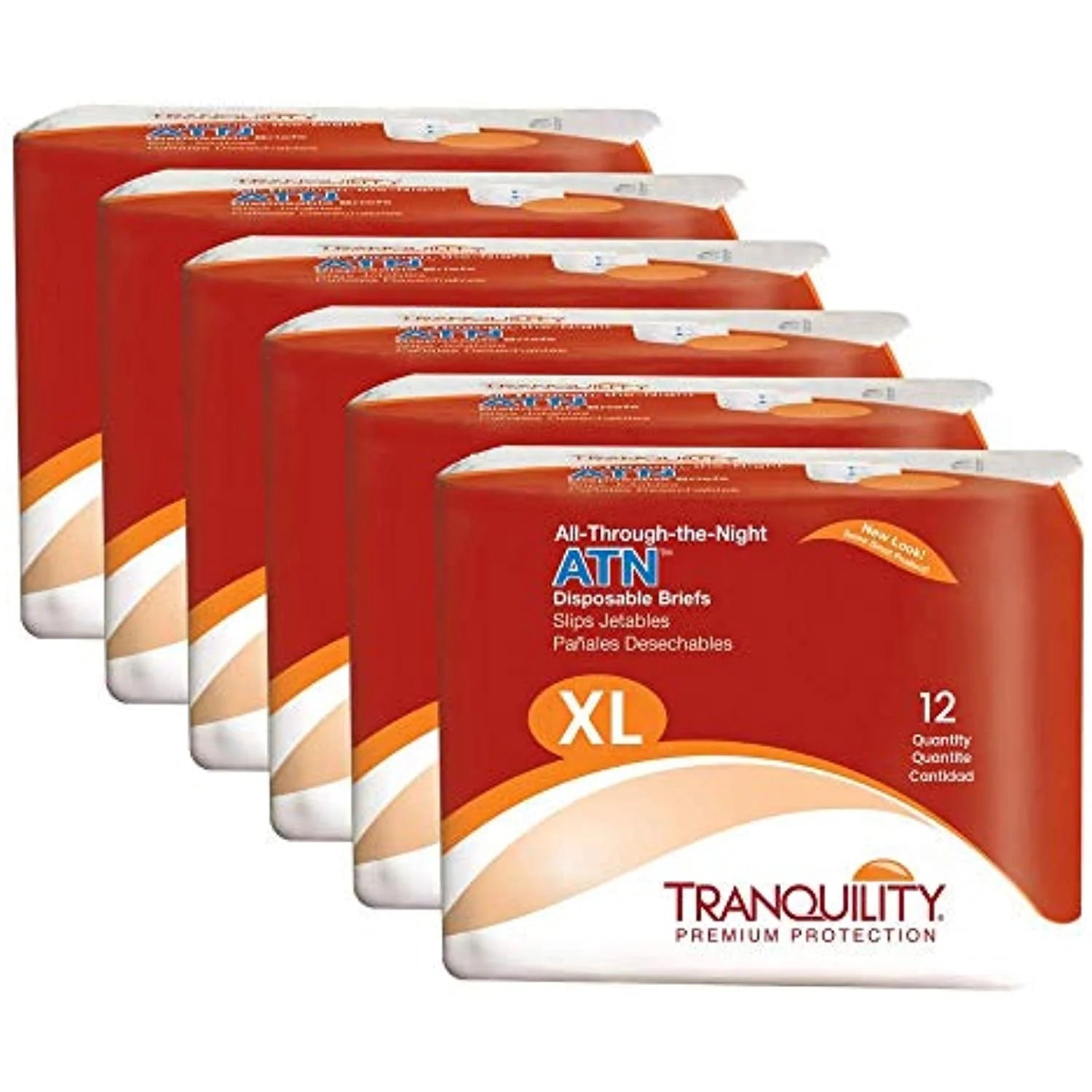ATN Adult Disposable Briefs with All-Through-The-Night Protection, XS (18"-26") - 100 Ct (Pack of 10) X-Small (100 Count)