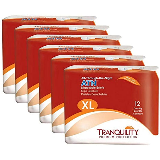 ATN Adult Disposable Briefs with All-Through-The-Night Protection, XS (18"-26") - 100 Ct (Pack of 10) X-Small (100 Count)