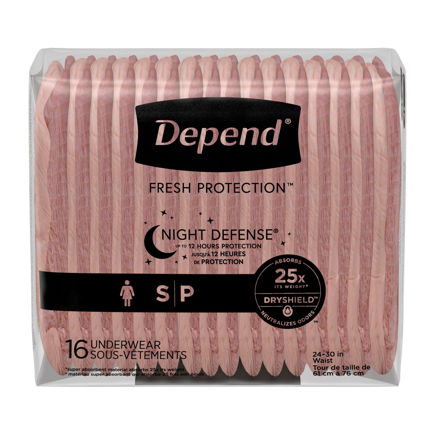 Night Defense Incontinence Underwear for Women, Adult Diapers, S, 64 Count