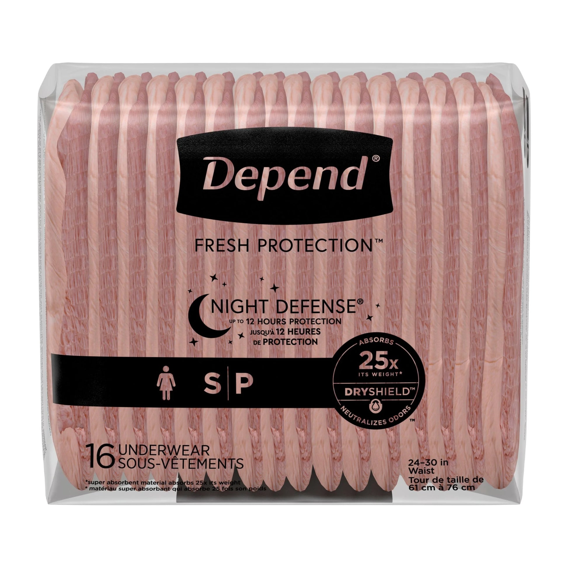 Night Defense Incontinence Underwear for Women, Adult Diapers, S, 64 Count