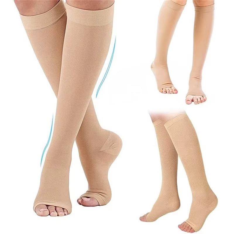 1 Pairs S-XXL Compression Socks Medical Prevent Varicose Veins Toeless Support Hose for Women Men