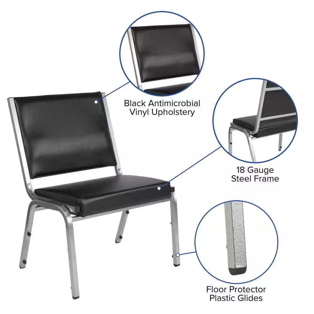 Hercules Series Vinyl 1000 Lbs. Rated Bariatric Medical Reception Chair in Antimicrobial Black Vinyl
