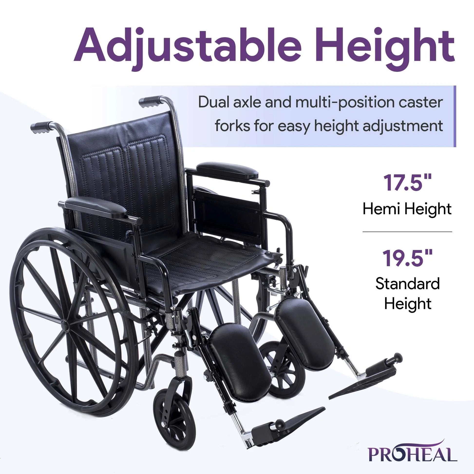 Premium Wheelchair with Removable Full Arms, Elevating Leg Rests, 20" Seat