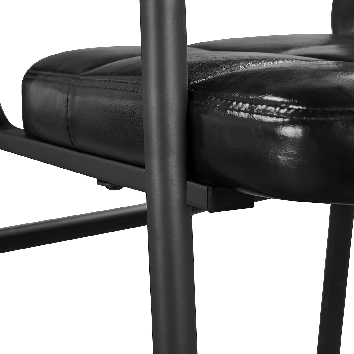 2 PCS Office Guest Chair Mid Back Leather Reception Chairs Living Room Leisure Chairs with Lumbar Support for Waiting/Conference Room, Black