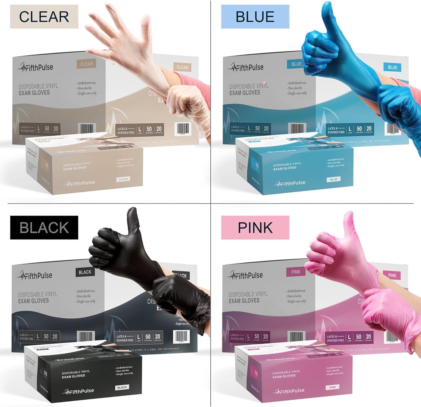 Pink Vinyl Disposable Gloves - Powder and Latex Free Medical Exam Gloves