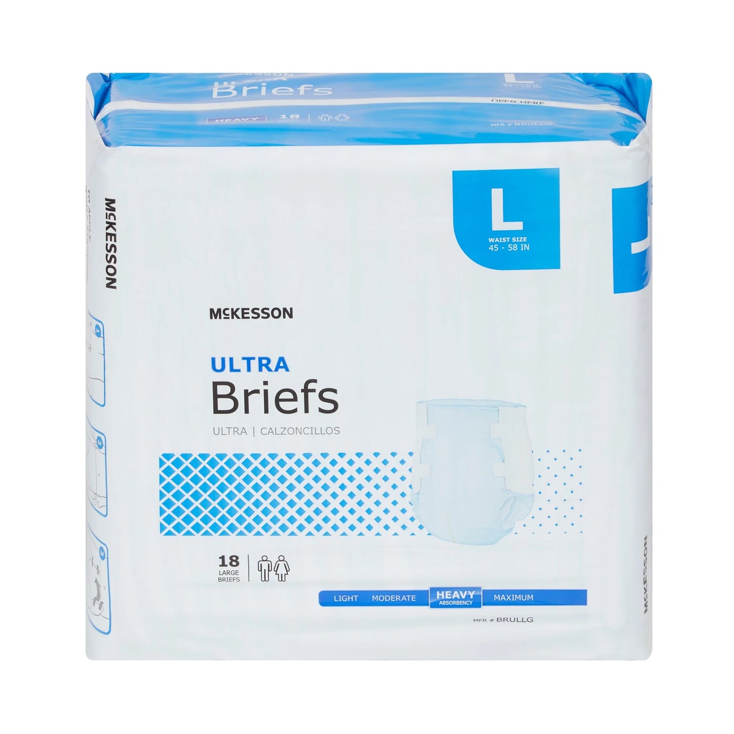 Ultra Incontinence Briefs - Absorbent, Disposable, Unisex - Large, 18 Count, 1 Pack