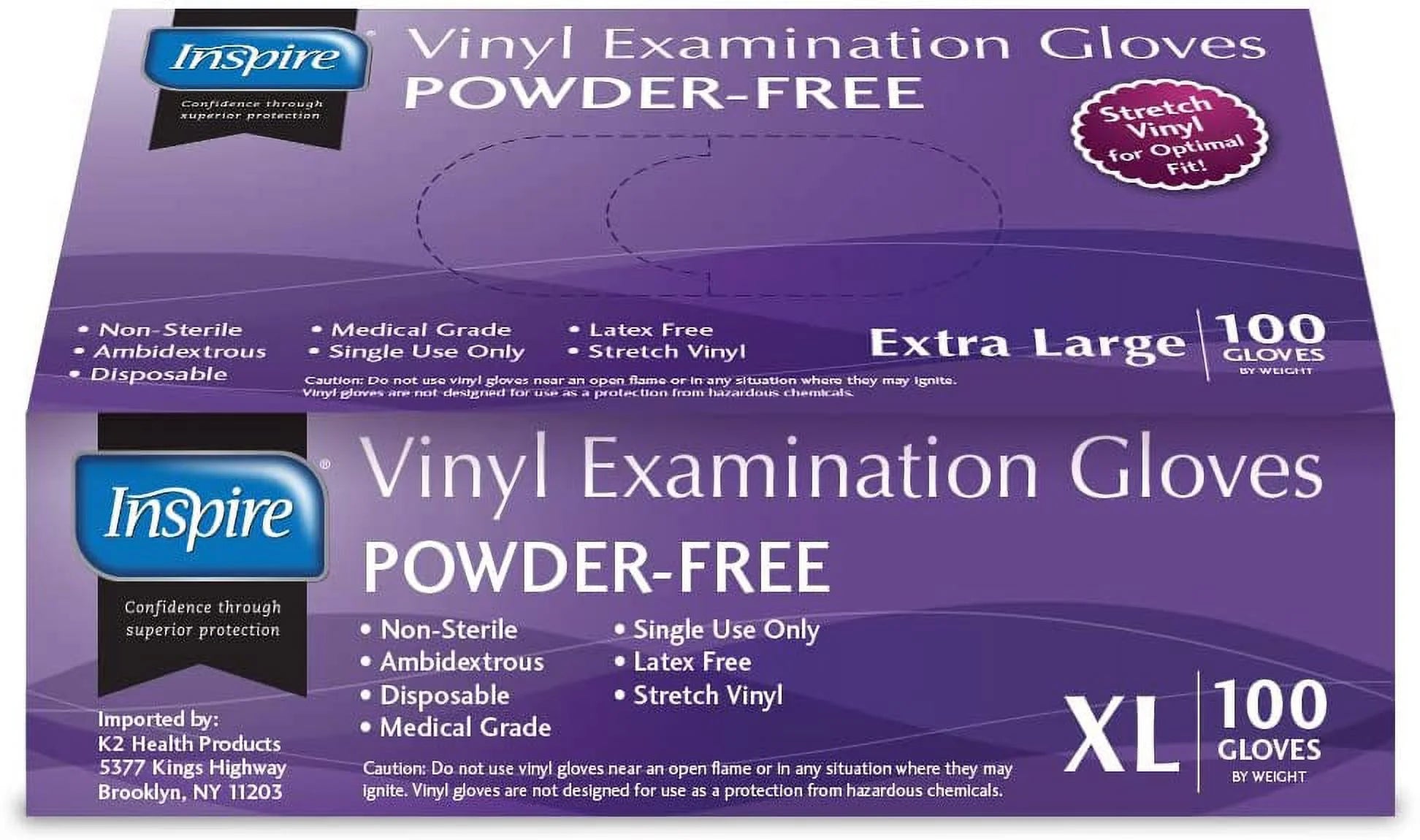 Stretch Vinyl Exam Gloves the ORIGINAL Quality Vinyl Gloves Disposable Latex Free Medical Gloves Cleaning Gloves 10 Packs of 100 Extra Large