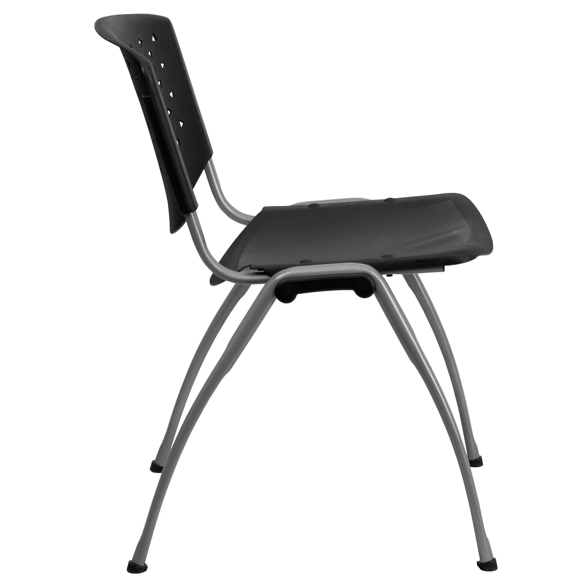 HERCULES Series 880 Lb. Capacity Black Plastic Stack Chair with Titanium Gray Powder Coated Frame
