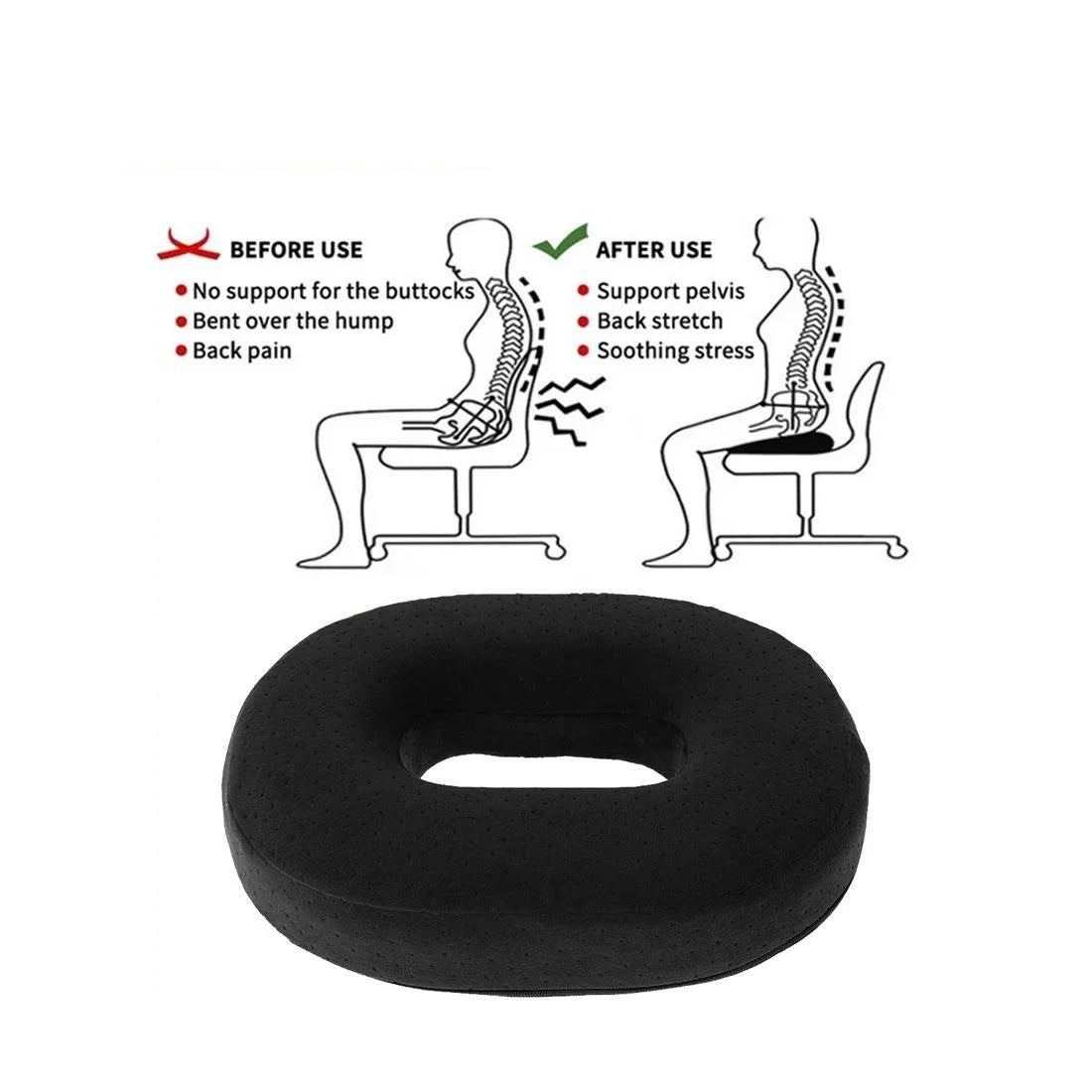 Donut Pillow for Tailbone Pain Bed Sore,Hemorrhoid Pillow Seat Cushion for Home Long Sitting Butt Pressure Relief Postpartum Post Surgery, Memory Foam Coccyx Cushions Doughnut Pillow