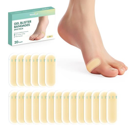 Gel Blister Bandages Blister Pads - Welnove 20t Upgraded Bandages for Wound Care and Blisters - Waterproof Hydrocolloid Bandages for Heel - (Bunion Pack)