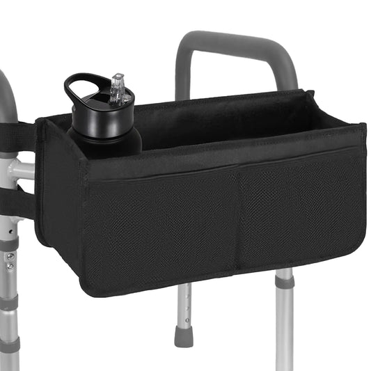 Walker Basket for Folding WalkerFoldable Walker Bag with Cup HolderLarge Capacity Walker Storage Bag for SeniorsDetachable Walker Bag with Never Tipping Over