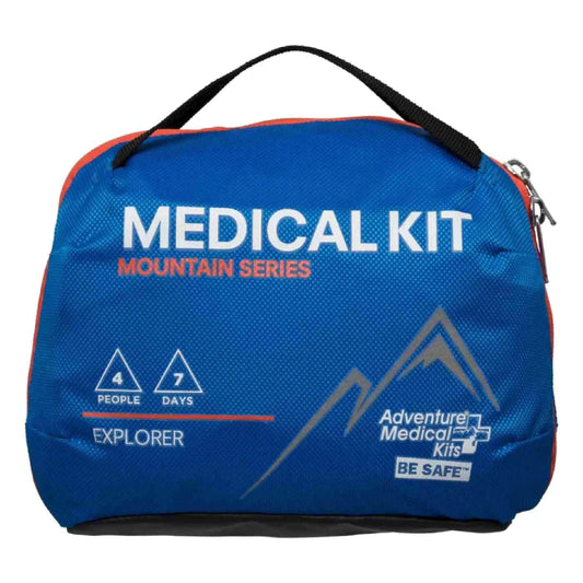 Adventure Medical Kits Mountain Series Medical Kit - Explorer - Emergency Medical First Aid Kit - For 4 People for 7 Days - Comes with a Trauma Pad Medicine Guide Book & More