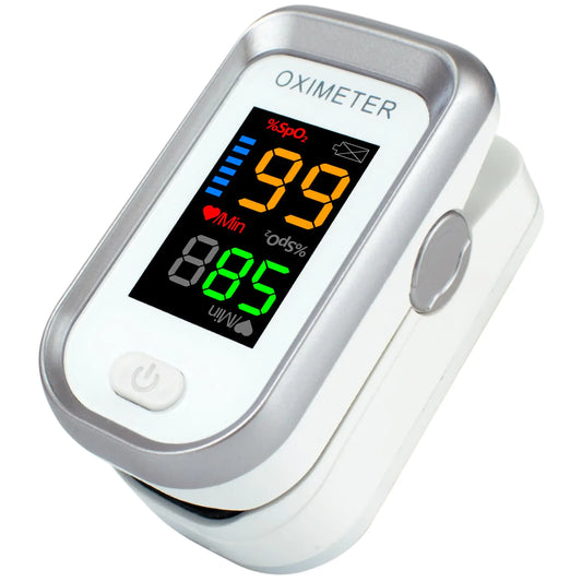 Fingertip pulse oximeter large LED screen heart rate monitor oxygen monitor fingertip accurate and rapid reading pulse oximeter with lanyard [silver white]