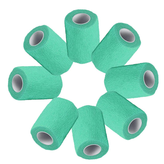 kathson 2“ × 8 ”Vet Wrap Tape Veterinarian Self Adhesive No Chew Bandage Wound Dressing Medical Bandage Gauze for Animals Pets Dogs Cats Horses Ear Feet Paw Tail Injury（Green