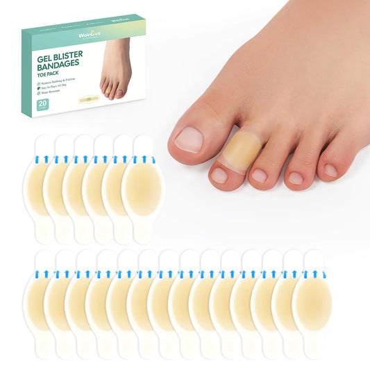 Welnove Hydrocolloid Bandages for Feet - 20ct Blister Bandages - Waterproof Adhesive for Feet Toes Heel Blister - (Spot Pack)