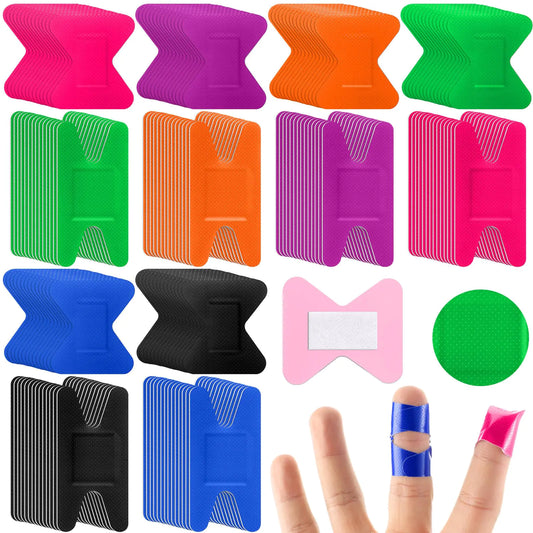 Sinmoe 100 Pieces Knuckle Bandages Fingertip Bandages Flexible Fabric Finger Tips Bandages Adhesive Bandages Bulk 2 Sizes 3 x 1.5 Inch 1.8 x 2 Inch Wound Care for First Aid Kit (Multicolor)