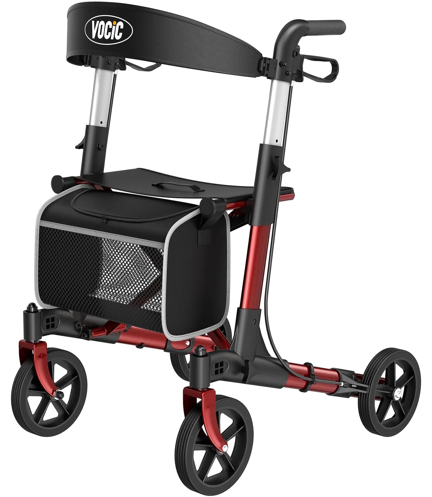 VOCIC Walkers-for-Seniors-with-Seat Lightweight Rollator Walker with Seat and Brakes Folding Rolling Walker with Wheels 4 Wheel Adult Walker Foldable Bariatric Tall Walker All Terrain-2024 New