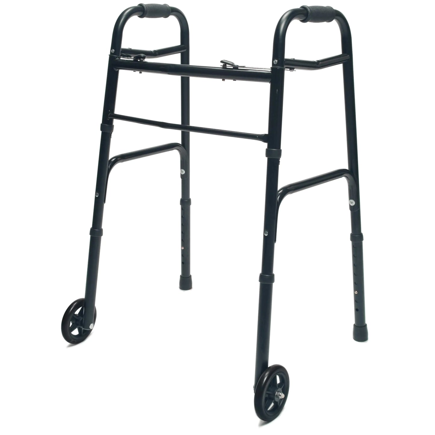 Lumex ColorSelect Walker Lightweight & Folding 2-Wheel Walker for Adults & Seniors Black