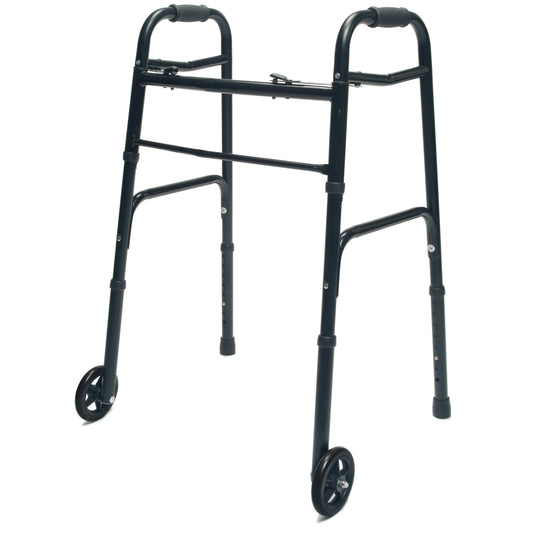 Lumex ColorSelect Walker Lightweight & Folding 2-Wheel Walker for Adults & Seniors Black