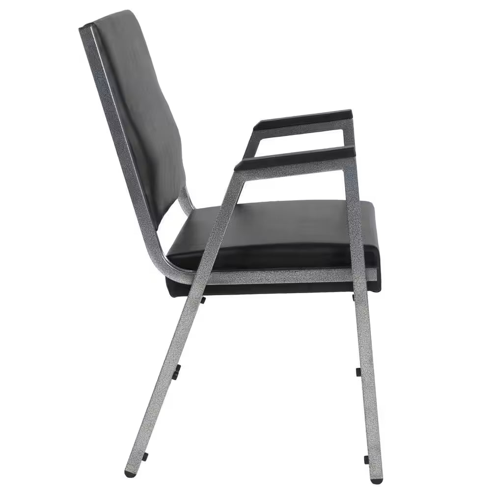 Hercules Series Vinyl 1000 Lbs. Rated Bariatric Medical Reception Chair in Antimicrobial Black Vinyl with Arms