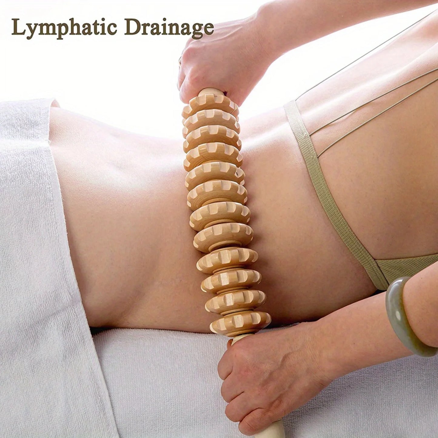 Handheld Wood Therapy Massage Roller - Reduce Cellulite, Boost Lymphatic Drainage & Relieve Muscles - Professional Tool