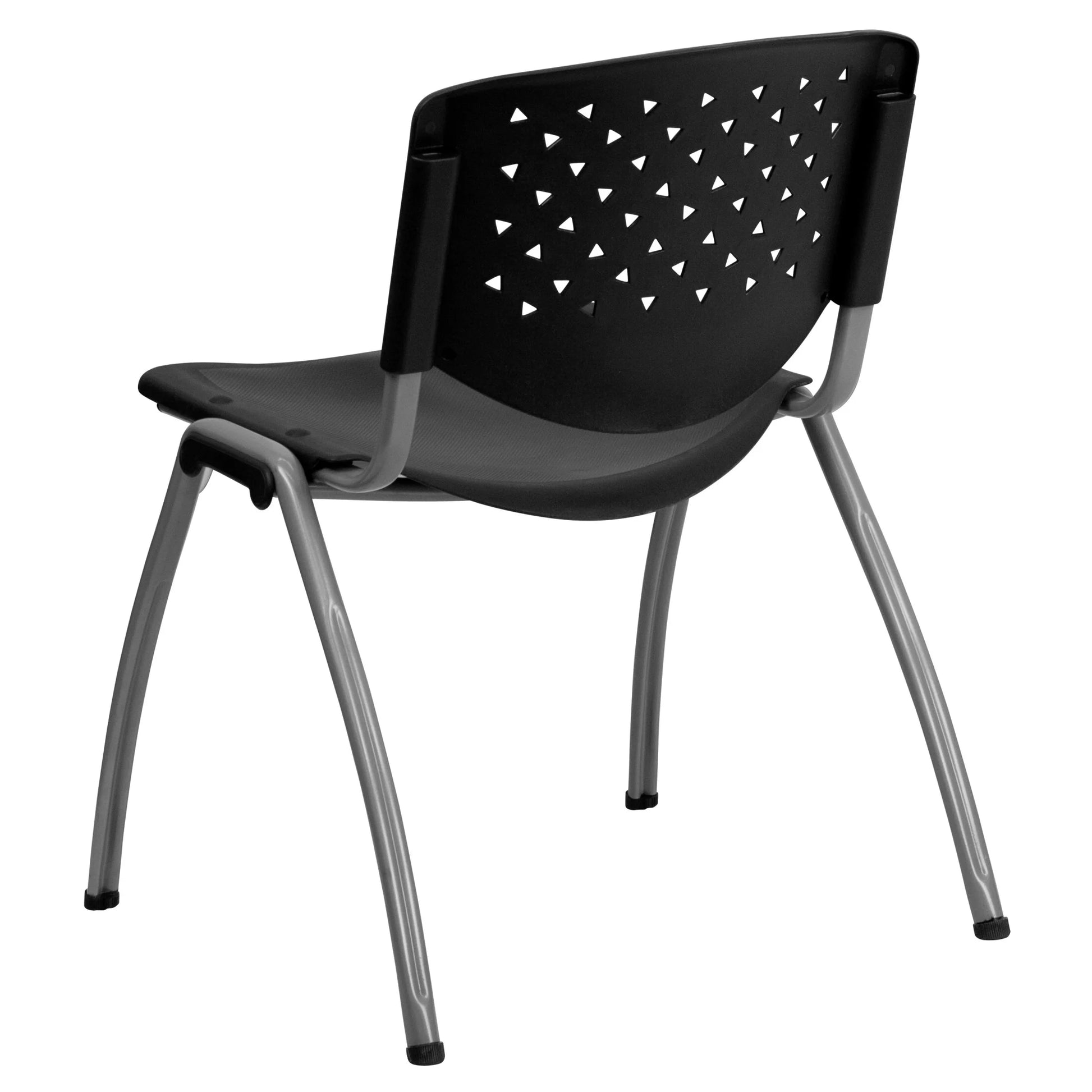 HERCULES Series 880 Lb. Capacity Black Plastic Stack Chair with Titanium Gray Powder Coated Frame
