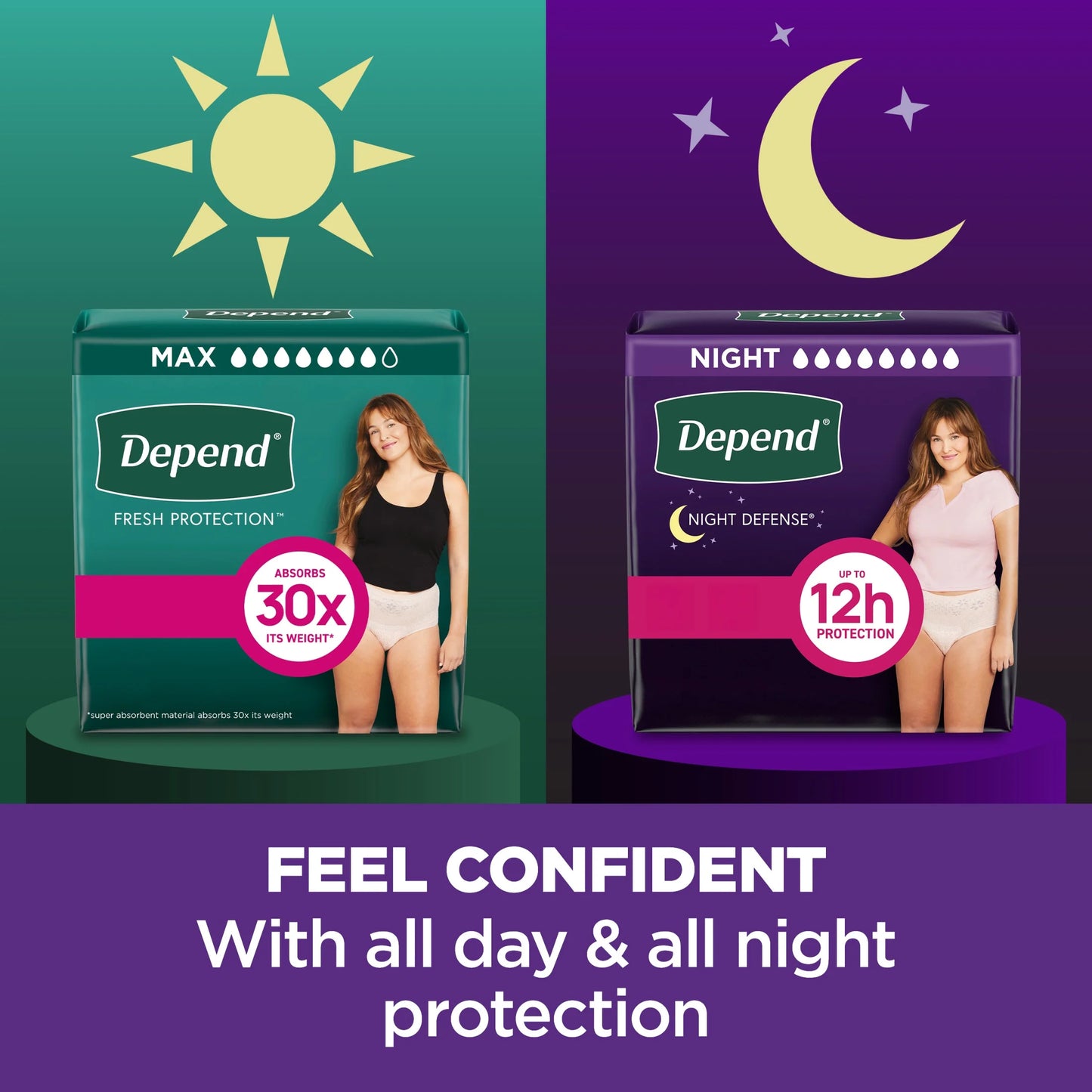 Night Defense Incontinence Underwear for Women, Adult Diapers, XXL, 40 Count