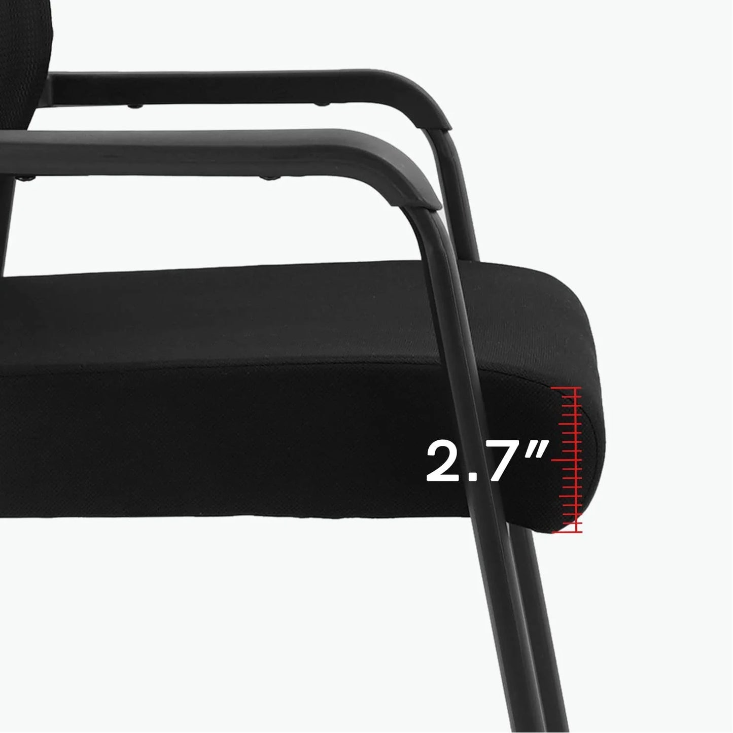 Office Reception Guest Chair Mid Mesh Back Ergonomic Lumbar Support for Waiting Conference Room Black 2PK