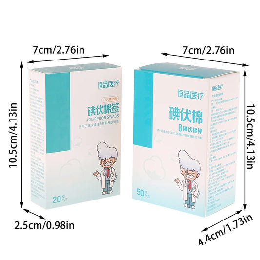 20/50Pcs Disposable Iodine Cotton Swabs Sterilize Asepsis Emergency Kit Care Sanitary Portable Family Daily Medical Supplies