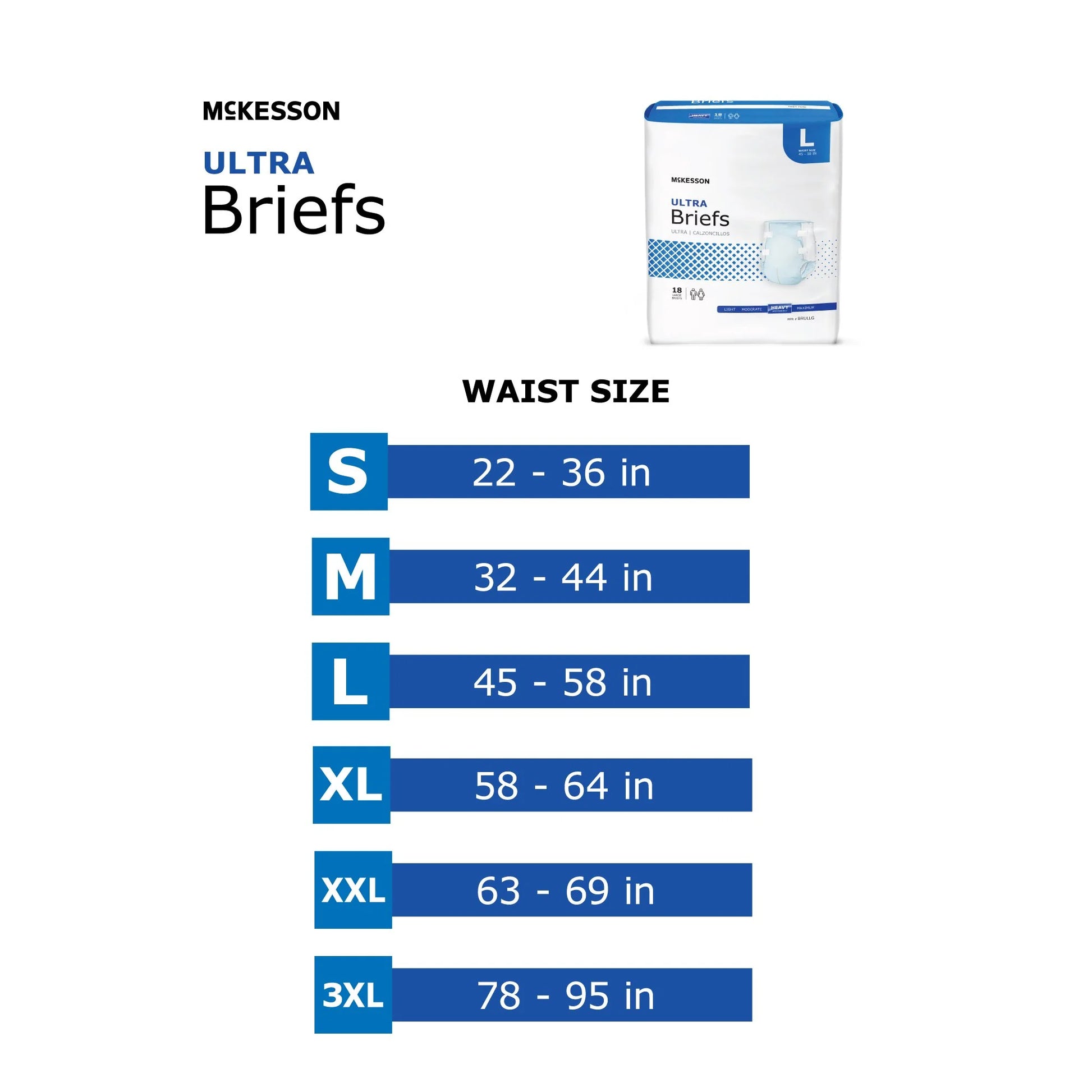 Ultra Incontinence Briefs - Absorbent, Disposable, Unisex - Large, 18 Count, 1 Pack