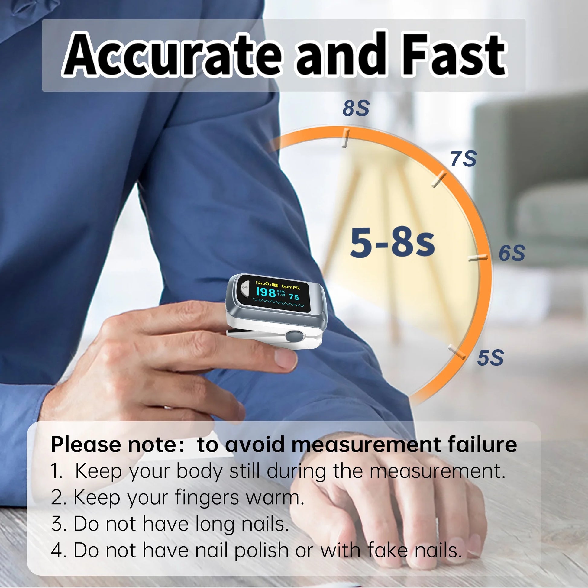 Fingertip Pulse Oximeter Blood Oxygen Saturation Monitor with Batteries and Lanyard for Sport, Running