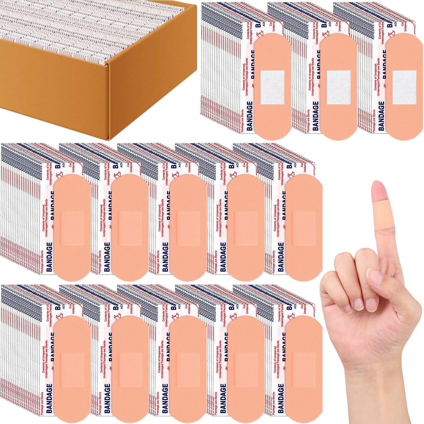 Timgle 3000 Pcs 1" x 3" Adhesive Bandages Bulk Breathable Adhesive Bandages Waterproof Bandages for Homeless Care Supplies Donation Sensitive Skin Nurses Businesses Travel First Aid Kits