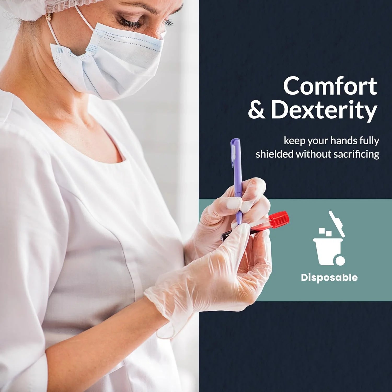 MED PRIDE Disposable Vinyl Clear Examination Gloves, Latex & Powder Free, Medium, 100-Count