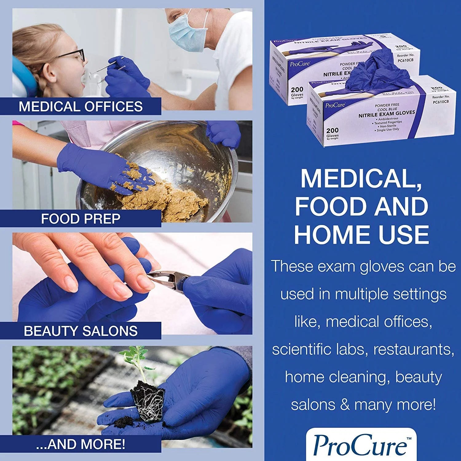 Disposable Nitrile Gloves - 200 Count - Powder Free, Rubber Latex Free, Medical Exam Grade