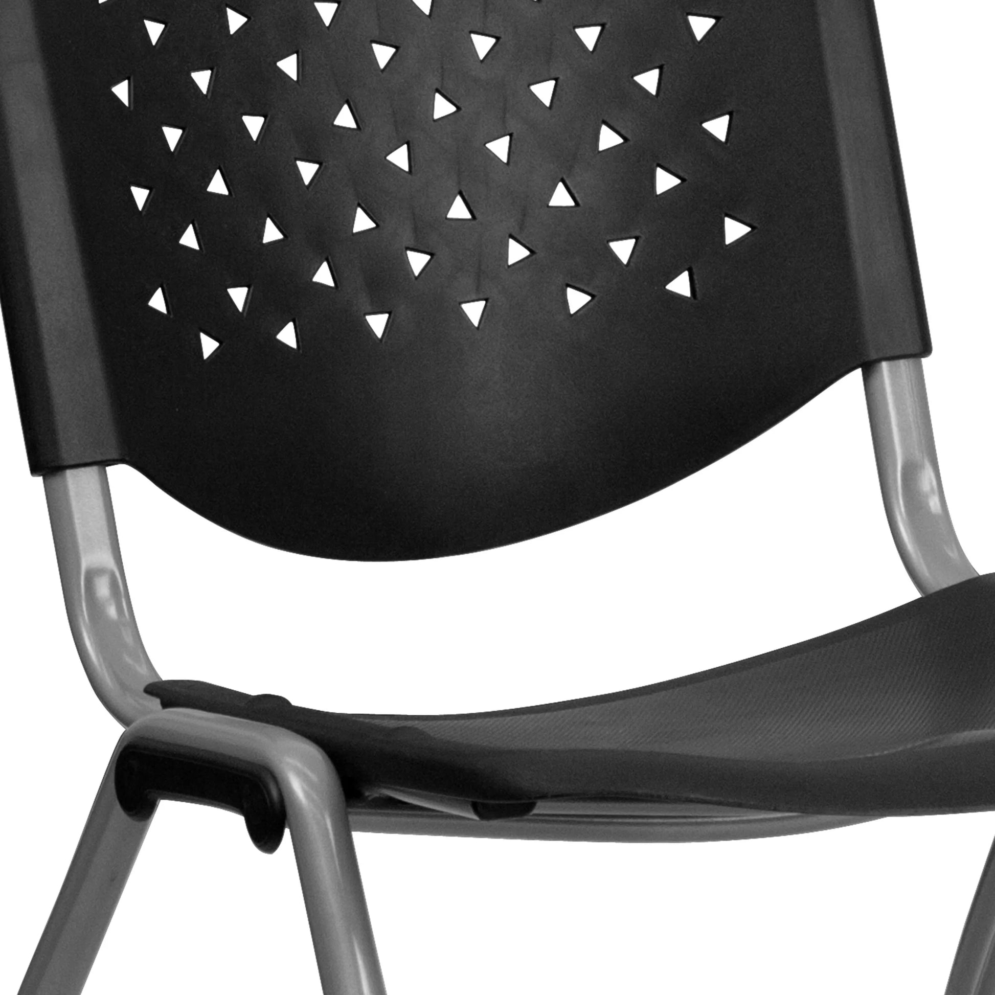 HERCULES Series 880 Lb. Capacity Black Plastic Stack Chair with Titanium Gray Powder Coated Frame