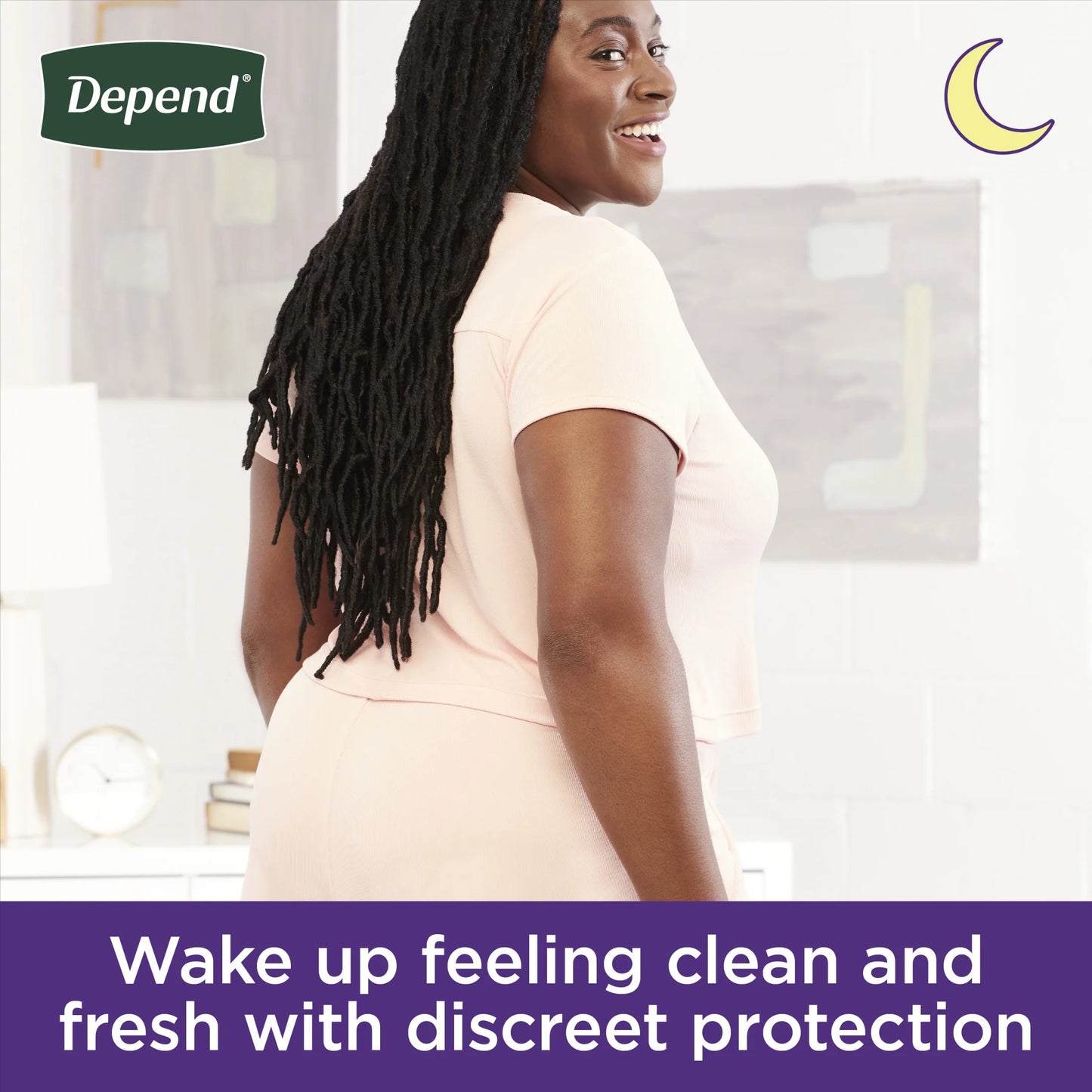 Night Defense Incontinence Underwear for Women, Adult Diapers, M, 60 Count
