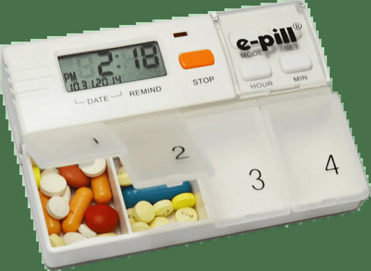 Medglider Reminder with Attached 4 Compartment Pill Box