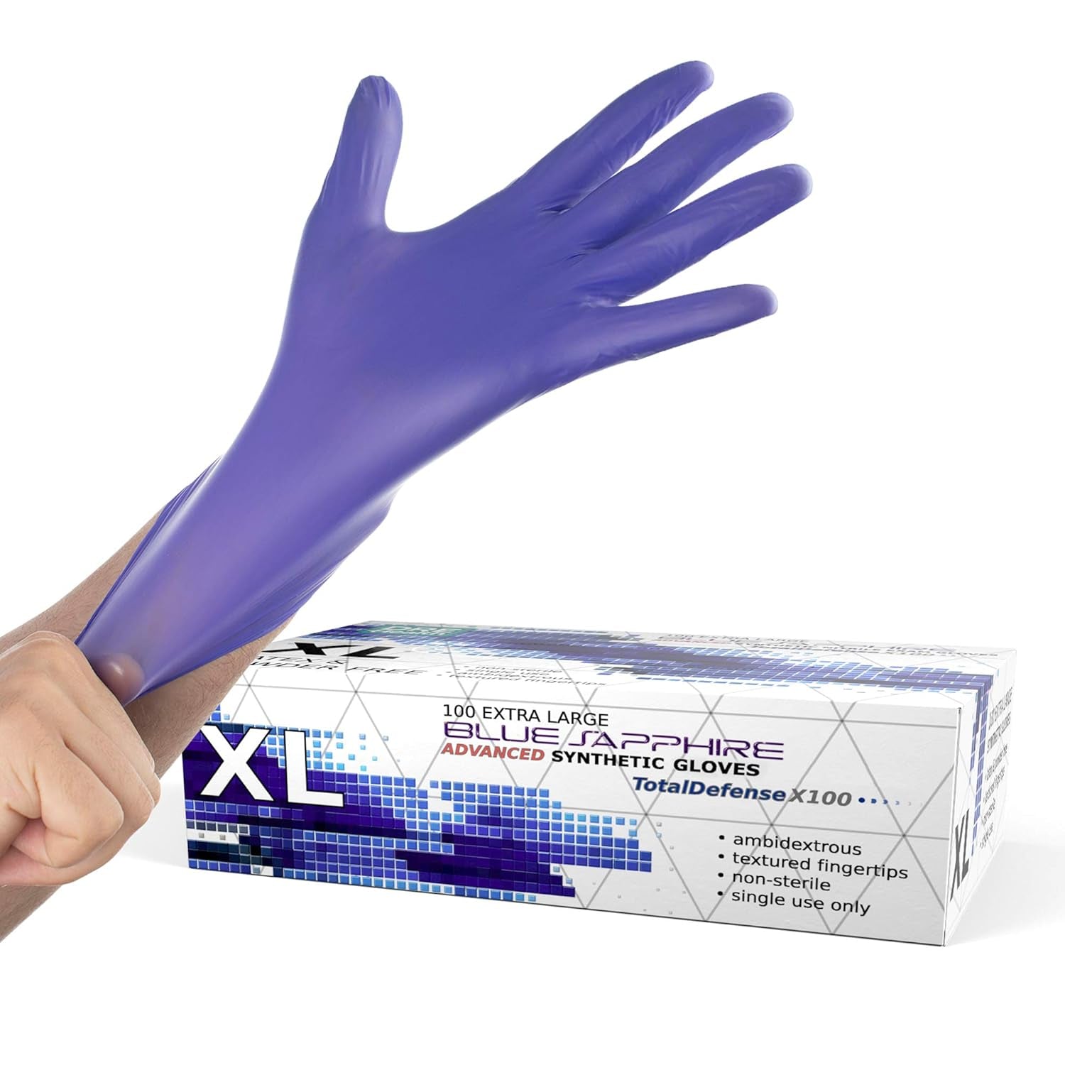 Synthetic Nitrile Disposable Gloves X Large -100 Pack -Latex Free Medical Gloves