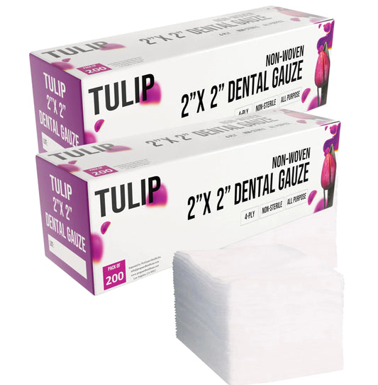 400 Gauze Pads 2x2-4-Ply Non Woven Gauze Sponges - Non Sterile Dental Gauze & Esthetic Wipes - Soft All Purpose Medical Gauze Squares for First Aid Kit Surgical Wound Dressing by Tulip