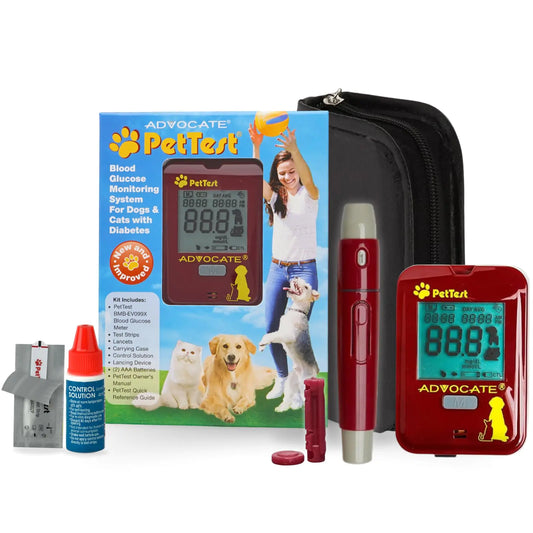 PetTest Glucose Monitoring Kit for Dogs & Cats - Classic Expert Diabetic Pet Blood Sugar Check Kit - Includes Classic Glucose Meter 25 Test Strips Lancing Device 25 Lancets Soft Carrying Case