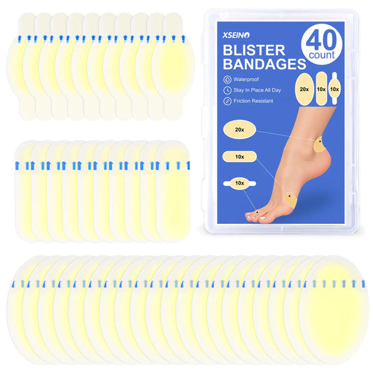 Gel Blister Bandages Blister Pads - 40ct Upgraded Bandages for Wound Care and Blisters - Waterproof Hydrocolloid Bandages for Fingers Toes Heel Blister Prevention