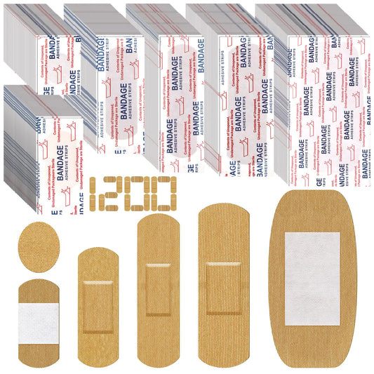 1200 Pieces Assorted Bandages Flexible Fabric Adhesive Bandages Family Variety Pack Small Comfortable Fingertip Bandages Bulk for Wound Various Sizes Spot Bandage Round Cloth Bandages for Aids