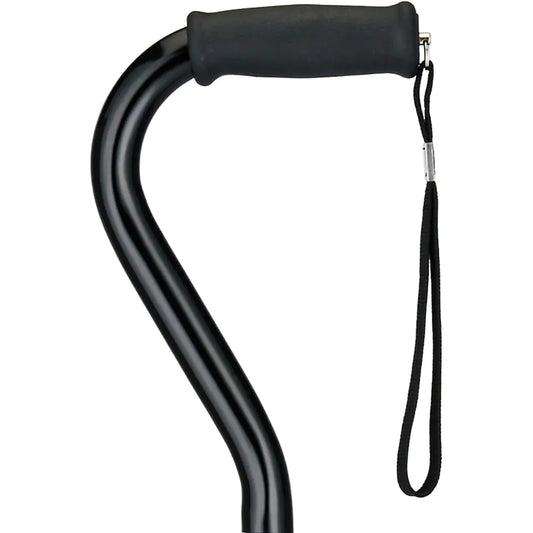 NOVA Heavy Duty Walking Cane with Offset Handle 500 lb. Weight Capacity Bariatric & Lightweight Adjustable Walking Stick with Foam Handgrip and Carrying Strap Black