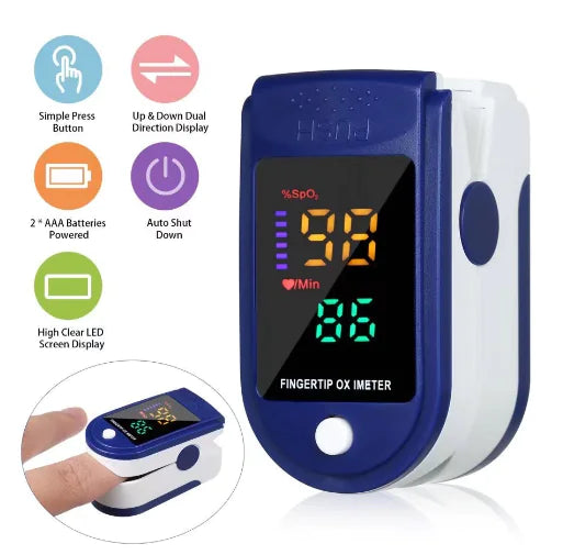Pulse Oximeter Fingertip Device for Blood Oxygen Monitoring