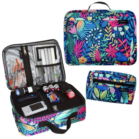 Sugar Medical Insulated Diabetes Travel Bag | Diabetes Supply Case | Diabetic Care Products | Diabetic Supplies Travel Case | Diabetic Supply Bag | Glucose Meter Case| Diabetes Care(Blue Floral)